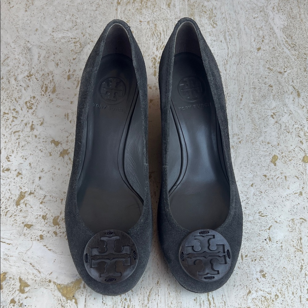 Tory Burch SALLY-SPLIT SUEDE women’s size 8 made in Brazil wedge classic office